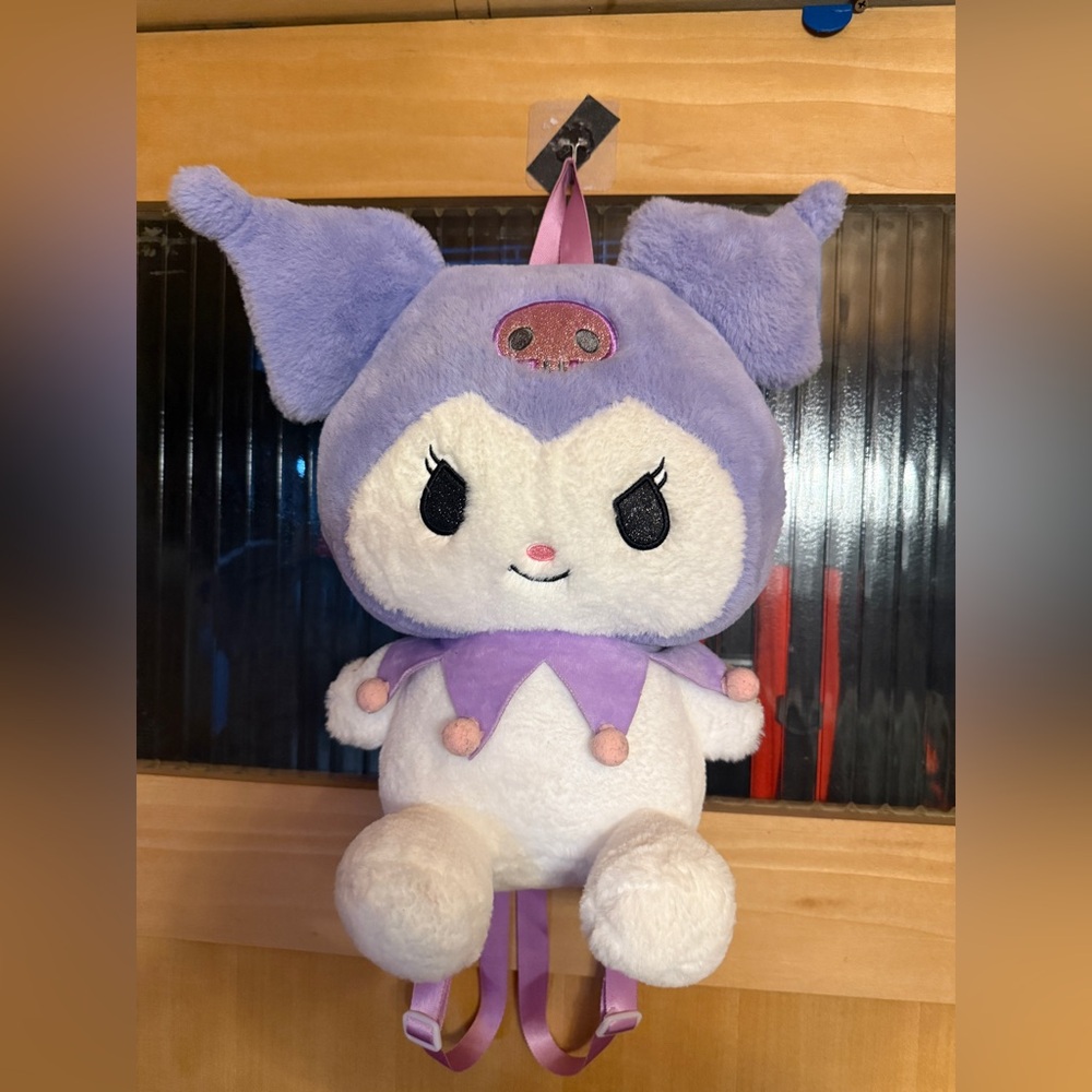 Kuromi Sanrio Hello Kitty Plush Backpack With Glitter